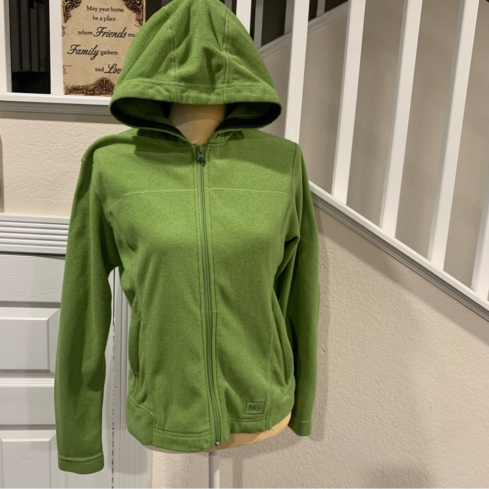 REI Women's Green Full-Zip Hooded Fleece Jacket